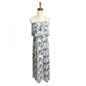 Japna Strapless Blue and White Dress with Tassels Size M